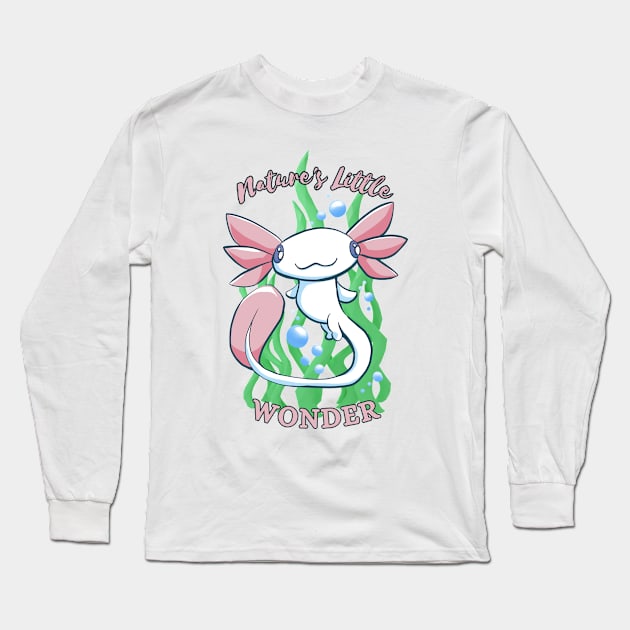 Nature's Little Wonder- Cute Axolotl Design Long Sleeve T-Shirt by ApexDesignsUnlimited